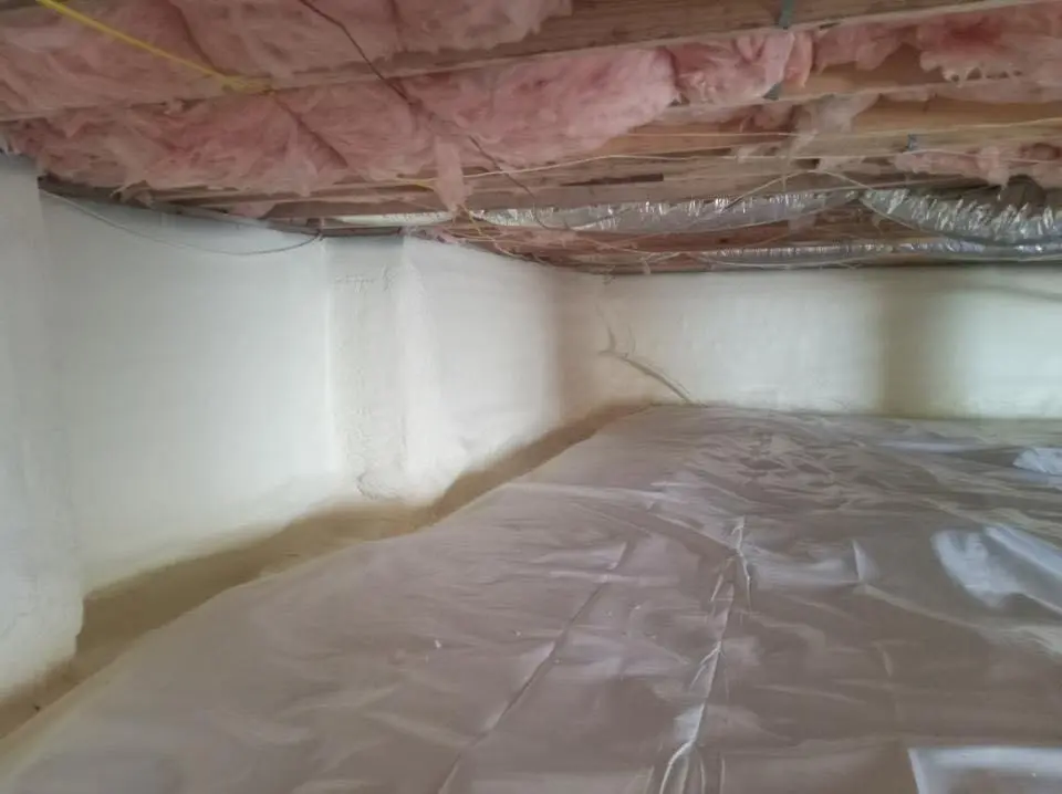 Crawl space encapsulation with closed-cell spray foam for Commercial Roof Restoration in Doylestown